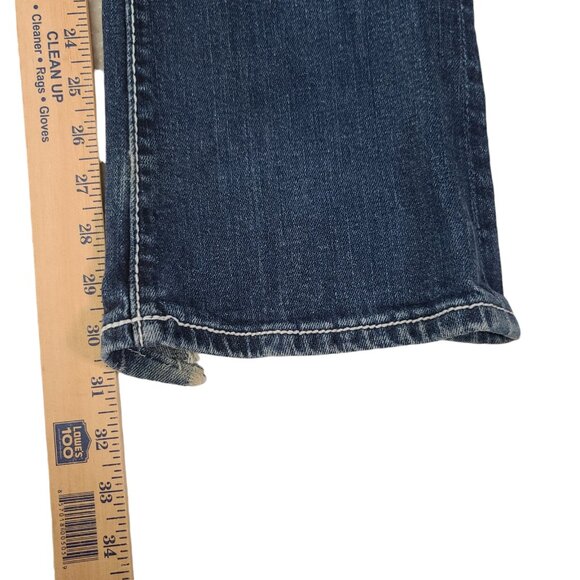 Maurices Thick Stitch Jeans Embroidered Women 7/8 34x31 Blue Bootcut Mid Rise * - Picture 14 of 15